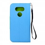 Wholesale LG G5 Color Flip Leather Wallet Case with Strap (Blue Green)